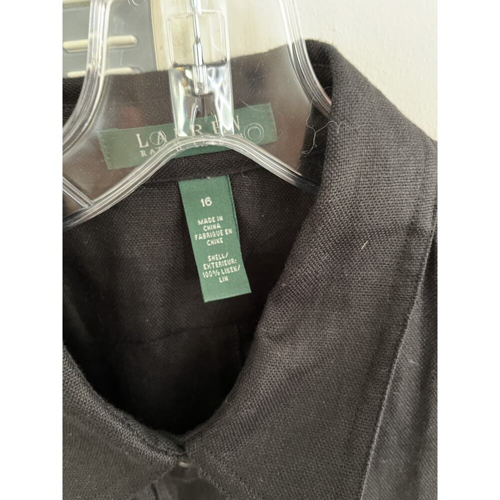 Lauren Ralph Lauren Women's LINEN Black Shirt Dress Midi Size 16 NWOT - Picture 2 of 7